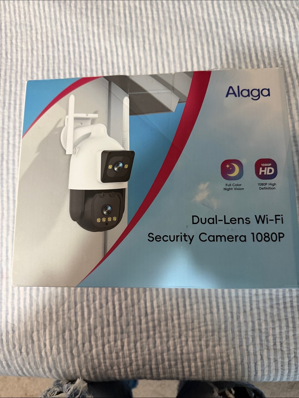 Amazon Alaga Dual-Lens Wi‑Fi Security Camera 1080P – White and Black